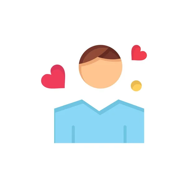 Man, Boy, Avatar, Person, Heart  Flat Color Icon. Vector icon ba — Stock Vector