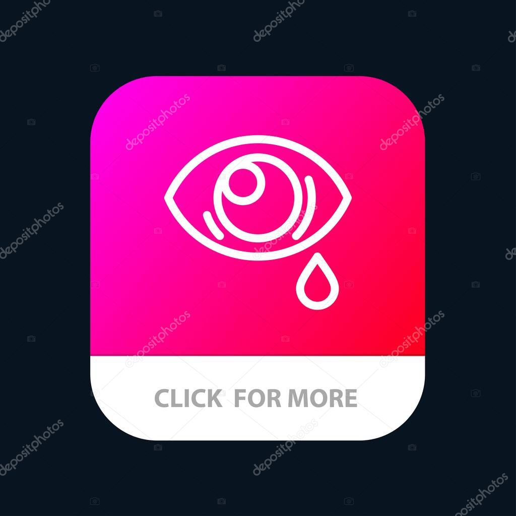 Eye, Droop, Eye, Sad Mobile App Button. Android and IOS Line Ver