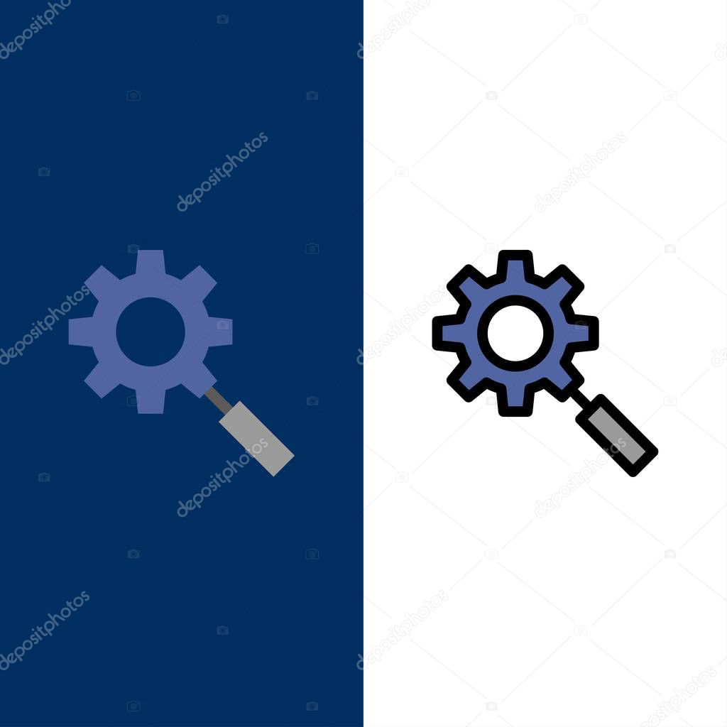 Search Research Gear Setting Icons Flat And Line Filled Icon Set Vector Blue Background Premium Vector In Adobe Illustrator Ai Ai Format Encapsulated Postscript Eps Eps Format