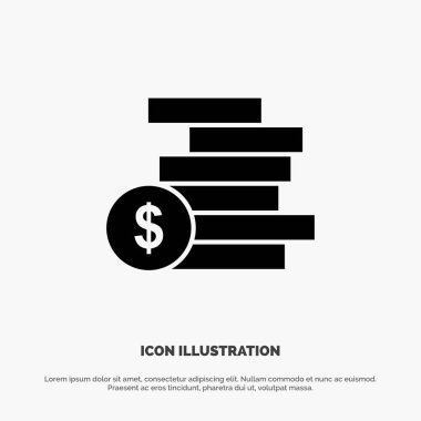 Sikkeler Para, Nakit, Altın, Para katı Glyph Icon vektör