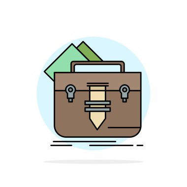 portföy, Çanta, dosya, klasör, evrak çantası Düz Renk Simge Vektör