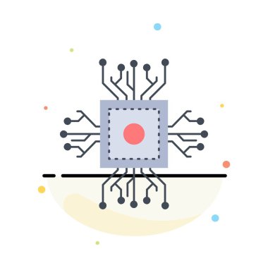 Çip, işlemci, mikroçip, işlemci, teknoloji Düz Renk Simge Vect