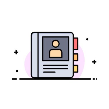 Telefon, Kitap, Günlük, Bilgi İş Düz Hat Dolu Simge Vektör 