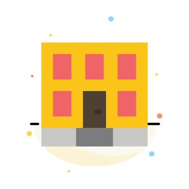 Bina, Ev, Ev, İnşaat Soyut Düz Renk Simgesi Tem