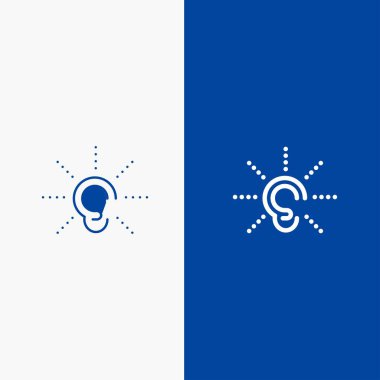 Farkındalık, Kulak, İşitme, İşitme, Dinleme Hattı ve Glyph Solid simgesi 