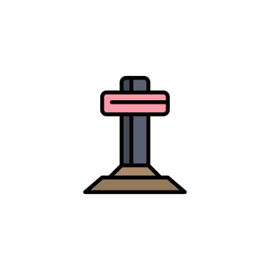 Hıristiyanlık, Cross, Paskalya Iş logosu şablonu. Düz renk