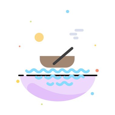 Tekne, Kano, Kayak, Nehir, Ulaşım Soyut Düz Renk Simgesi Şablon