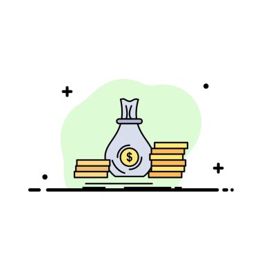 Birikim, çanta, yatırım, kredi, para Düz Renk Simge Vecto