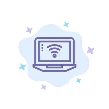 Dizüstü Bilgisayar, Bilgisayar, Sinyal, Soyut Bulut Backg Wifi Mavi Simge