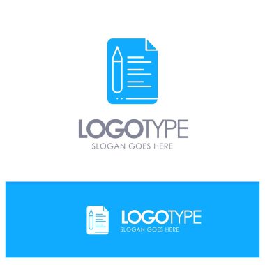 Dosya, Metin, Eğitim, Kalem Mavi Katı Logo etiket için yer