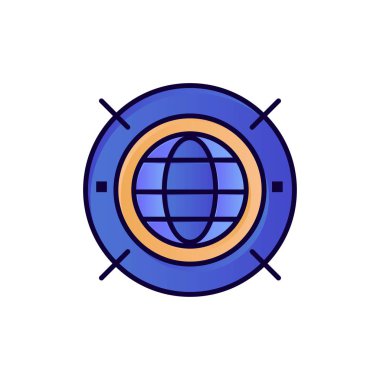 Internet, Web, Dünya, Bilgisayar Düz Renk Simgesi. Vektör simgesi ba