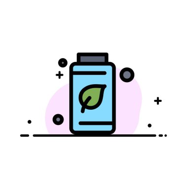 Şişe, Yeşil, Ağaç, Yeşil İş Düz Hat Dolgulu Simge Vecto