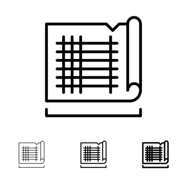 Bau, Entwurf, Haus, Karte fett und dünne schwarze Linie Symbol — Stockvektor