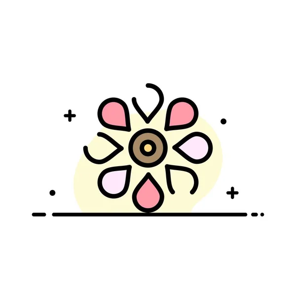 Fleur, Fleur de soleil, Floral, Nature, Printemps Business Flat Line F — Image vectorielle