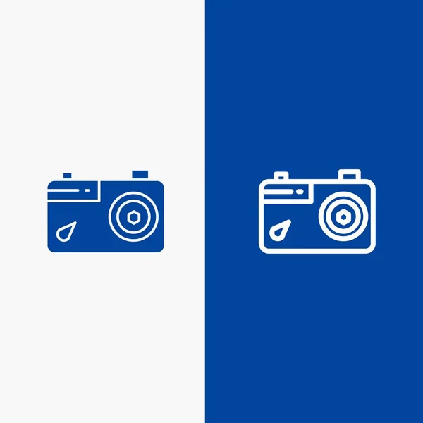 Appareil photo, image, image, ligne photo et glyphe Icône solide Interdiction bleue — Image vectorielle