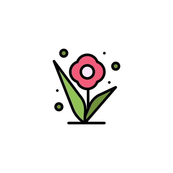 Blomma, växt, ros, våren Business logo mall. Platt färg — Stock vektor