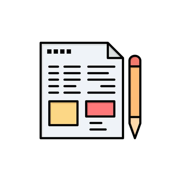 Datei, Text, Bleistift, Bildung flache Farbe Symbol. Vektor-Symbol-Verbot — Stockvektor