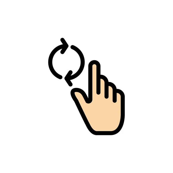 Finger, Hand, Refresh, Gesture  Flat Color Icon. Vector icon ban — Stock Vector