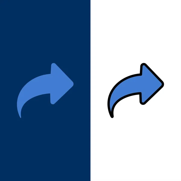 Flèche, direction, droite, icônes avant. Ic rempli plat et ligne — Image vectorielle