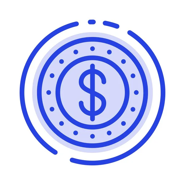 Піктограма "Долар, монета, готівка синя пунктирна лінія " — стоковий вектор