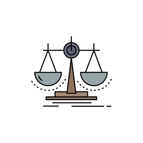 Ισορροπία, απόφαση, δικαιοσύνη, νόμος, κλίμακα επίπεδη χρώμα εικονίδιο διάνυσμα — Διανυσματικό Αρχείο
