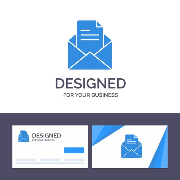 Kreative Visitenkarten- und Logo-Vorlage Text, Post, Büro, Stift — Stockvektor