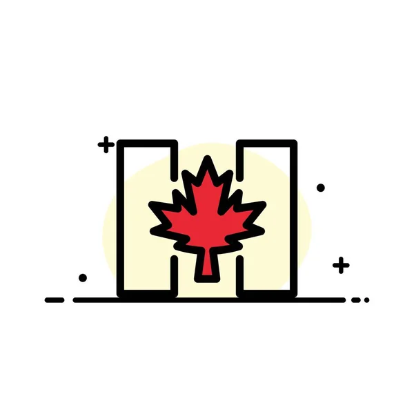 Bandeira, Outono, Canadá, Linha plana de negócios de folha preenchida Ícone Vecto — Vetor de Stock