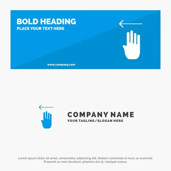 Dedo, Cuatro, Gesto, Izquierda SOlid icono sitio web Banner y Busine — Vector de stock