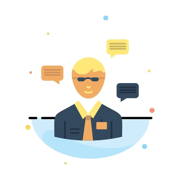 Homem, Gerente, Sms, Chat, Popup Abstract Flat Color Icon Template —  Vetores de Stock