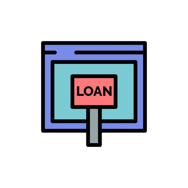 Kredit, Internet, lån, pengar, online platt färg ikon. Vektor i — Stock vektor