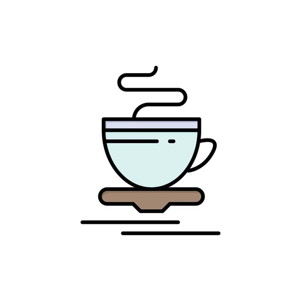 Чай, чашка, гарячий, готель плоский колір ікони. Векторна іконка банера Темза — стоковий вектор