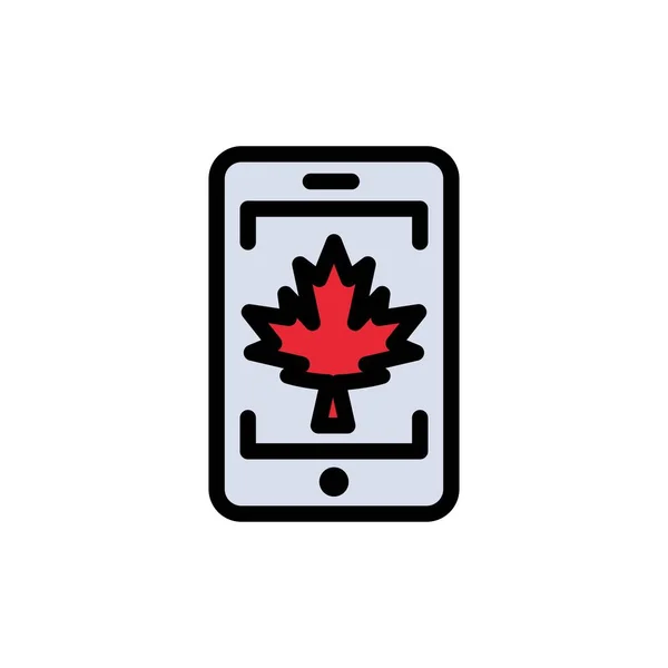 Mobil, cell, Kanada, Leaf platt färg ikon. Banderoll för vektor ikon — Stock vektor