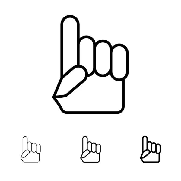 Hab kéz, kéz, USA, amerikai félkövér és vékony fekete vonal ikon készlet — Stock Vector