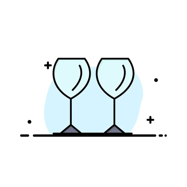 Vidro, copos, bebida, Hotel Business Flat Line preenchido ícone Vec —  Vetores de Stock