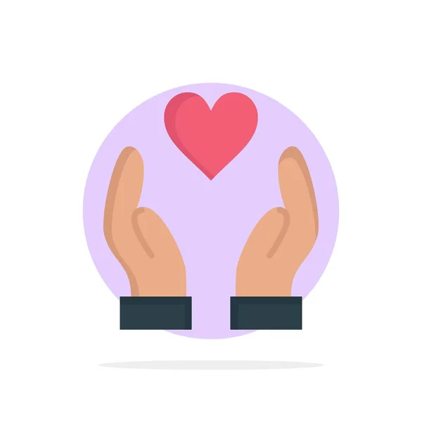 Hand, liefde, liefdadigheid abstracte cirkel achtergrond plat kleur pictogram — Stockvector