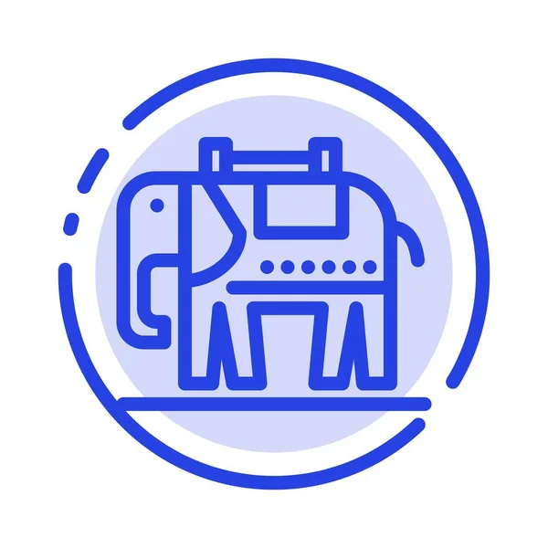 Elephant, American, Usa Blue Dotted Line Icon — стоковый вектор