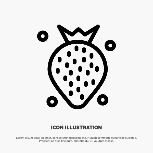 Strawberry, Food, Fruit, Berry Line Icon Vector