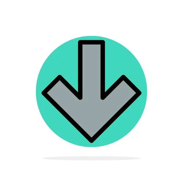 Flecha, Abajo, Fondo del círculo abstracto de la espalda Icono de color plano — Vector de stock