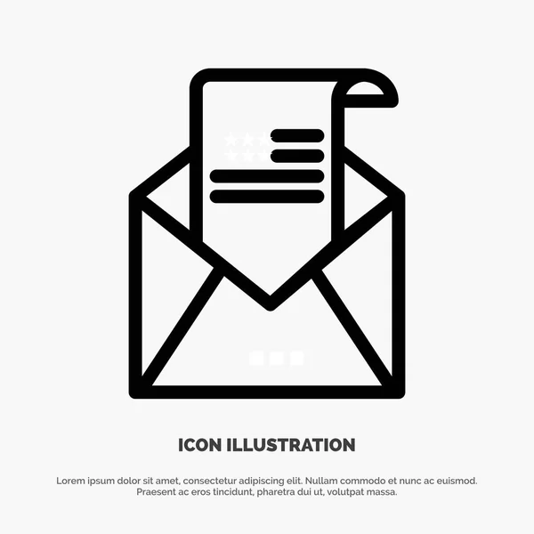 Correo electrónico, Sobre, Saludo, Invitación, Vector de iconos de línea de correo — Vector de stock