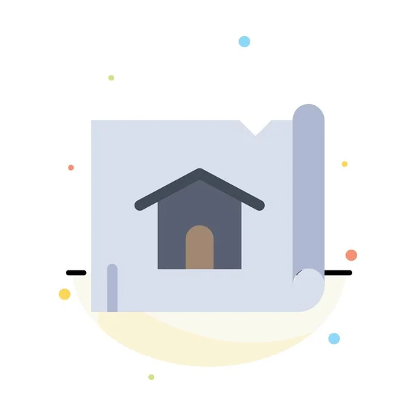 Gebäude, Bau, Karte, Haus abstrakte flache Farbe Symbol Temp — Stockvektor