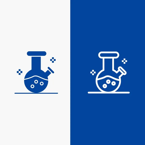 Flacon de démonstration, laboratoire, ligne de potion et glyphe icône solide Bannière bleue Li — Image vectorielle