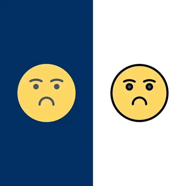 Emojis, Emotion, Feeling, Sad  Icons. Flat and Line Filled Icon