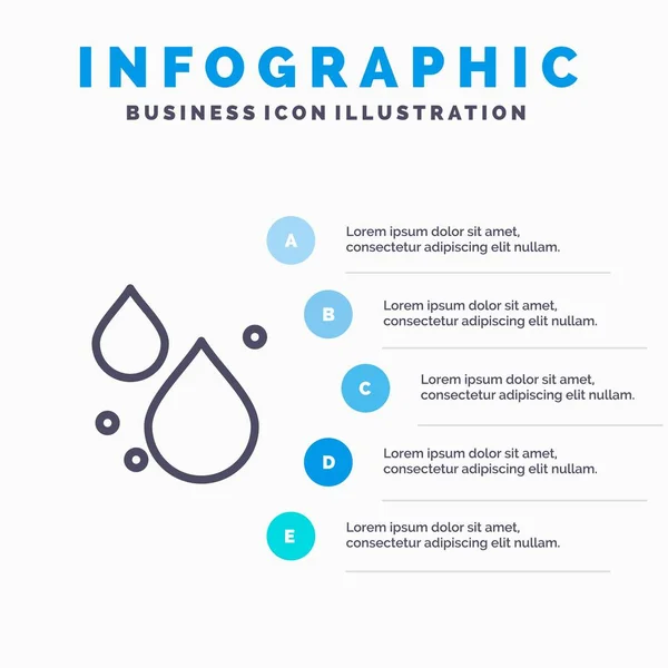 Water, Drop, Spring Line icon with 5 steps presentation infograp — Stock Vector