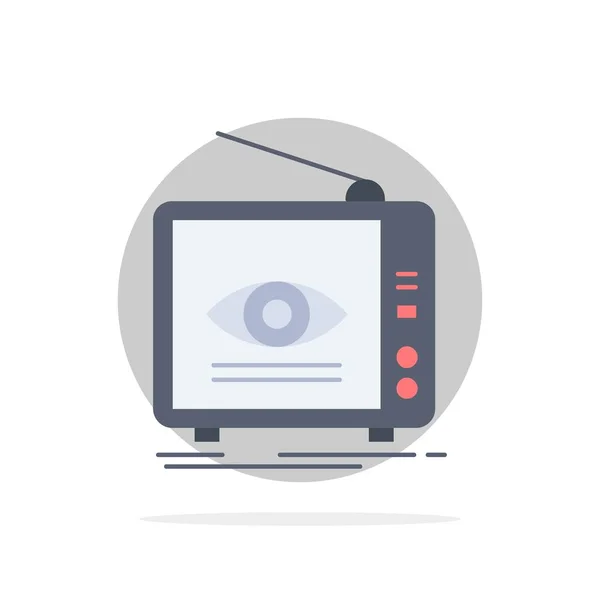 Anúncio, transmissão, marketing, televisão, tv Flat Color Icon Vector — Vetor de Stock