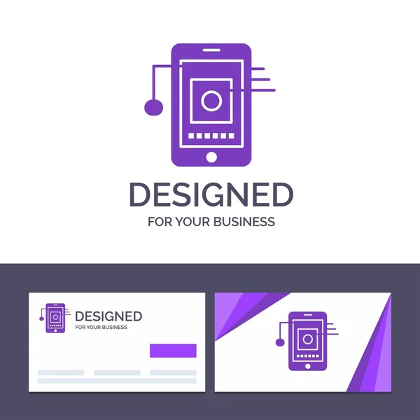 Modèle de carte de visite créative et logo Mobile, Cellule, Matériel , — Image vectorielle