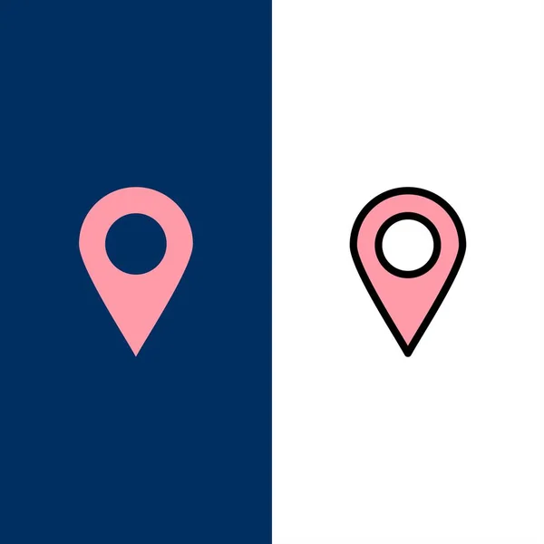 Locatie, marker, PIN iconen. Plat en lijn gevuld icon set Vect — Stockvector