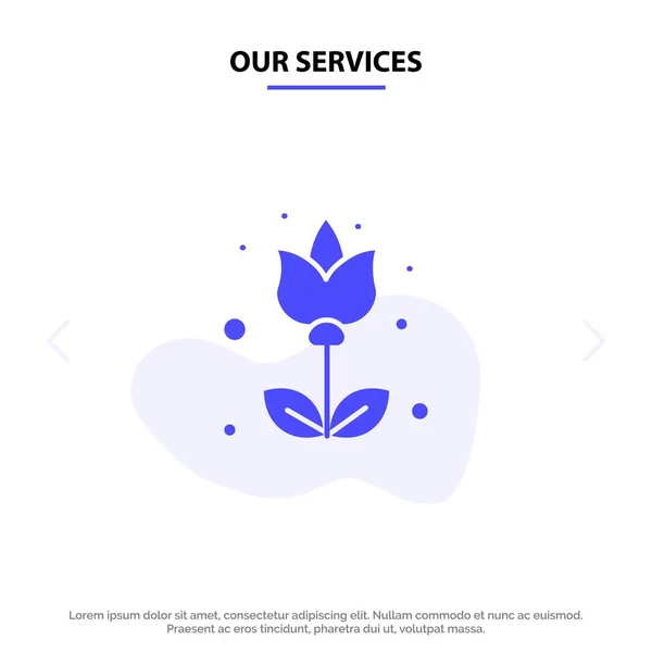 Onze diensten bloem, flora, bloemen, bloem Solid glyph icon Web Stockvector