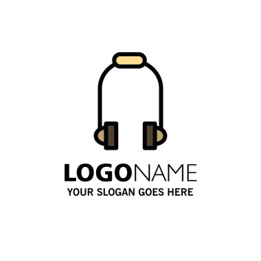 Kulaklık, Kulaklık, Telefon, Müzik İş Logo Şablonu. Düz C