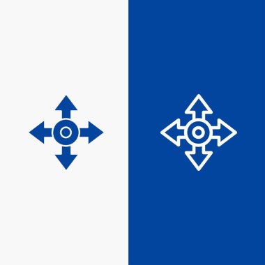 Ok, Harita, Konum, Navigasyon Hattı ve Glyph Solid simgesi Mavi 