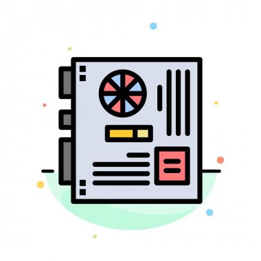 Bilgisayar, Ana, Anakart, Anne, Anakart Soyut Düz Renk Simgesi Şablonu